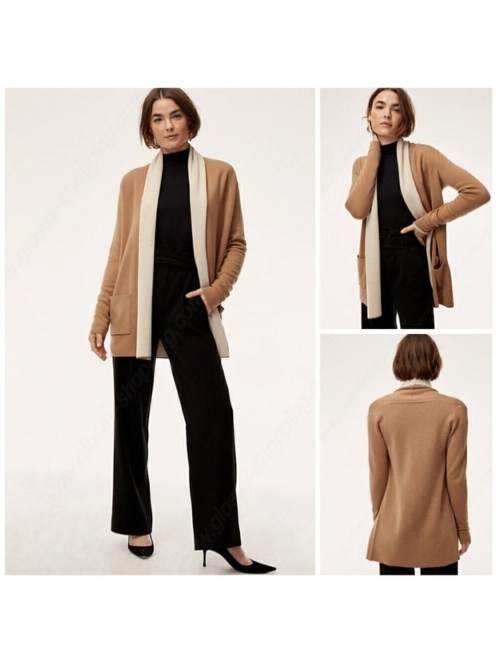 Aritzia Babaton | Beekman Merino Wool Open Cardigan in Camel